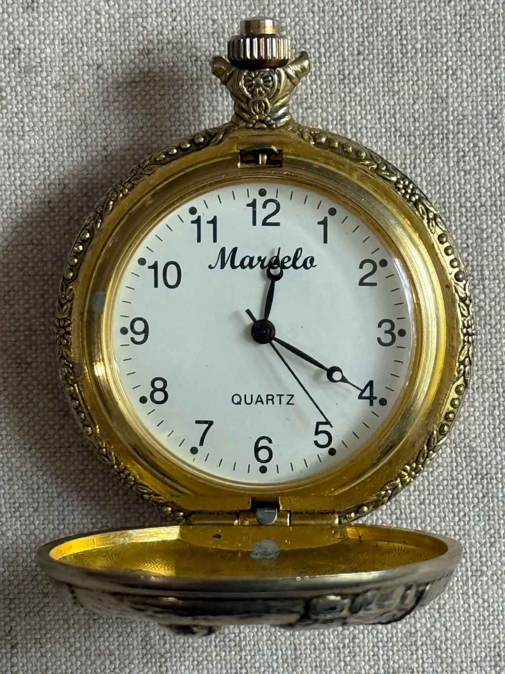 Vintage Style Maryela Quartz Pocket Watch Hunter Case Golfer Design